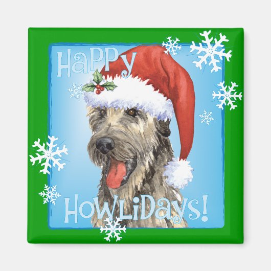 Happy Howlidays Irish Wolfhound Magnet (Vorne)