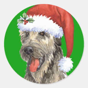 Happy Howlidays Irish Wolfhound Runder Aufkleber