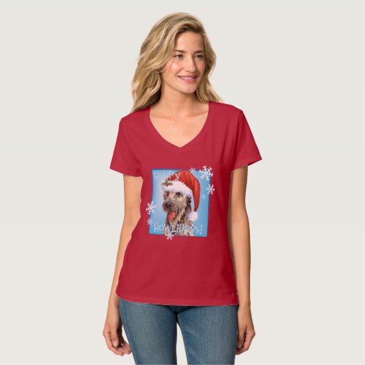 Happy Howlidays Irish Wolfhound T-Shirt (Vorderseite Vollansicht)