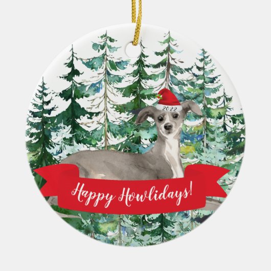 Happy Howlidays Italian Greyhound Dog Christmas or Keramik Ornament (Vorne)