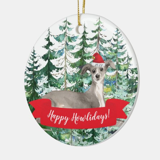 Happy Howlidays Italian Greyhound Dog Christmas or Keramik Ornament (Links)