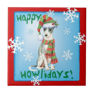 Happy Howlidays Italian Greyhound Fliese