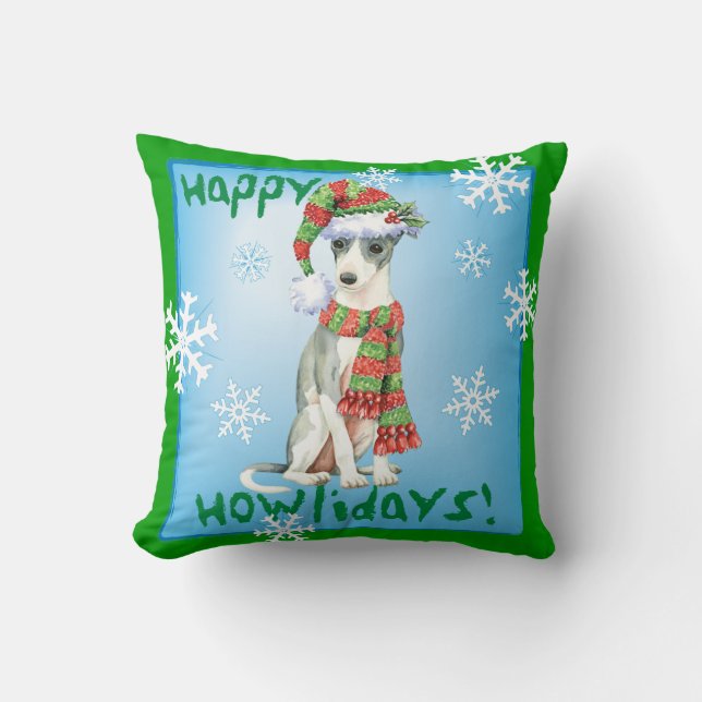 Happy Howlidays Italian Greyhound Kissen (Vorderseite)
