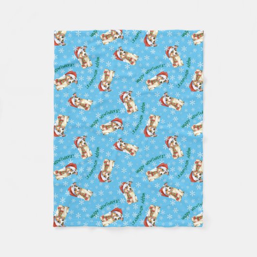 Happy Howlidays Jack Russell Terrier Fleecedecke (Vorderseite)