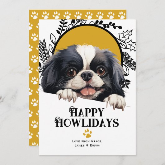 Happy Howlidays Japanischer Chin Dog Weihnachten (Vorne/Hinten)