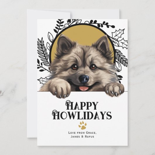 Happy Howlidays Keeshond Dog Weihnachten (Vorderseite)