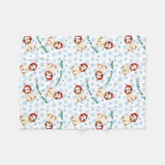 Happy Howlidays Lagotto Romagnolo Fleece Blanket (Vorderseite (Horizontal))