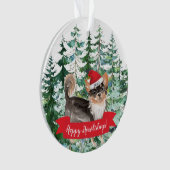 Happy Howlidays Lange Haare Chihuahua Weihnachten Ornament (Vorderseite)