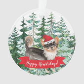 Happy Howlidays Lange Haare Chihuahua Weihnachten Ornament (Vorderseite)