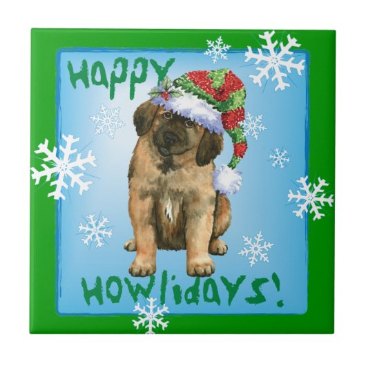 Happy Howlidays Leonberger Fliese (Vorderseite)