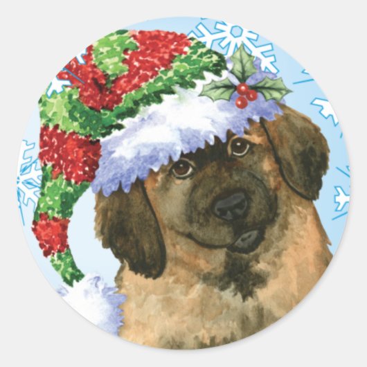 Happy Howlidays Leonberger Runder Aufkleber (Vorderseite)