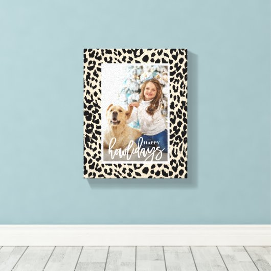 Happy Howlidays Leopard Print Foto Leinwanddruck (Insitu (Holzboden))