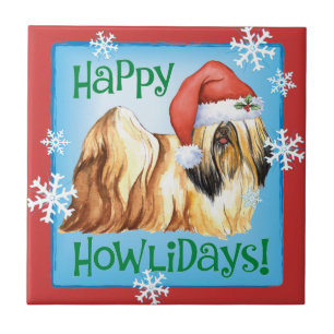 Happy Howlidays Lhasa Apso Fliese
