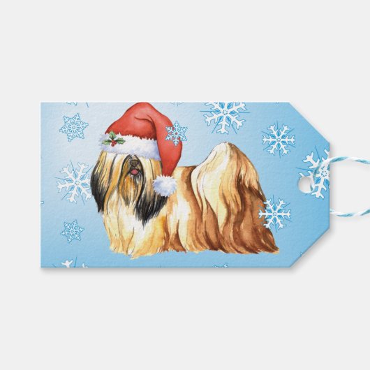Happy Howlidays Lhasa Apso Geschenkanhänger (Vorderseite (Horizontal))