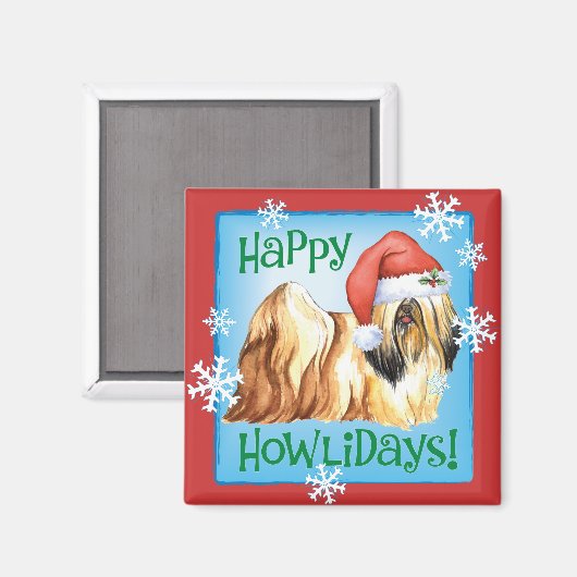 Happy Howlidays Lhasa Apso Magnet (Vorderseite/Rückseite)