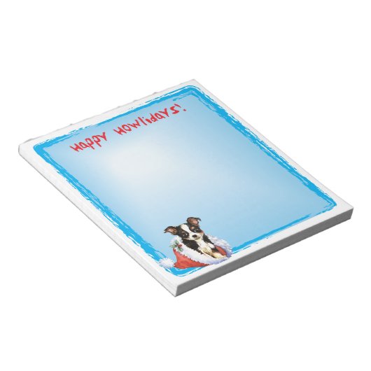 Happy Howlidays Long Coat Chihuahua Notizblock (angewinkelt)