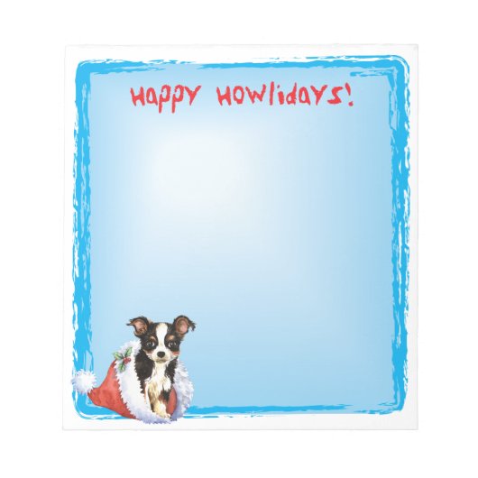Happy Howlidays Long Coat Chihuahua Notizblock (Vorderseite)