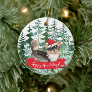 Happy Howlidays Long hahabe Chihuahua Weihnachten  Keramik Ornament