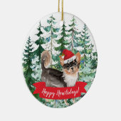 Happy Howlidays Long hahabe Chihuahua Weihnachten Keramik Ornament (Rechts)
