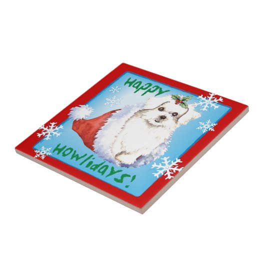 Happy Howlidays Maltese Fliese (Seite)