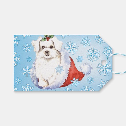 Happy Howlidays Maltese Geschenkanhänger (Vorderseite (Horizontal))