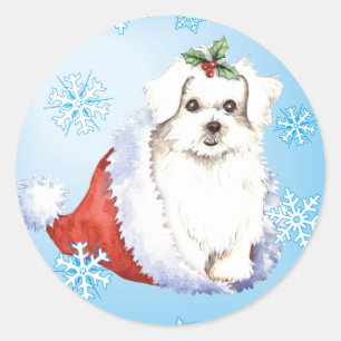 Happy Howlidays Maltese Runder Aufkleber