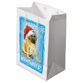 Happy Howlidays Mastiff Mittlere Geschenktüte (Rückseite Schrägansicht)