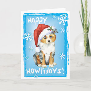 Happy Howlidays Mini American Shepherd Feiertagskarte