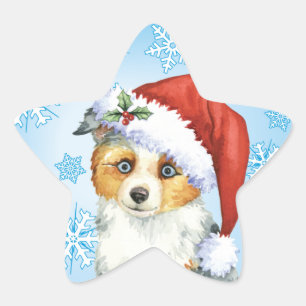 Happy Howlidays Mini American Shepherd Stern-Aufkleber