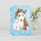 Happy Howlidays Mini Bull Terrier Feiertagskarte (Stehend Vorderseite)