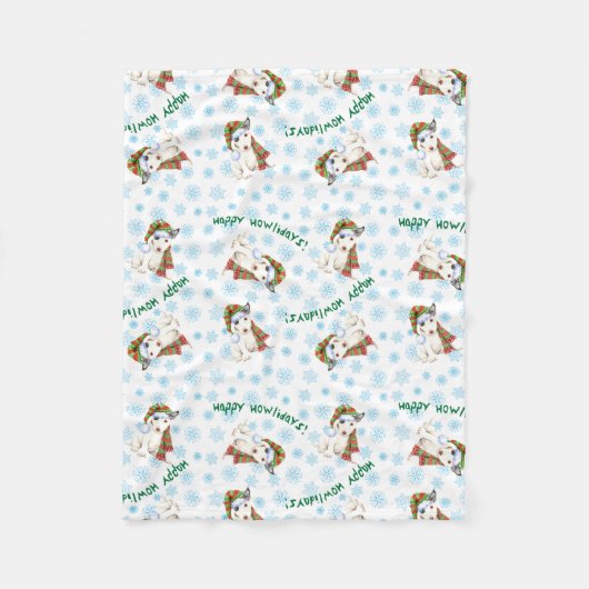 Happy Howlidays Mini Bull Terrier Fleecedecke (Vorderseite)