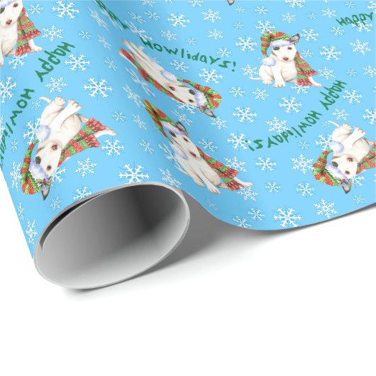 Happy Howlidays Mini Bull Terrier Geschenkpapier (Rolleneckpunkt)