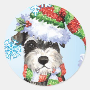 Happy Howlidays Miniature Schnauzer Runder Aufkleber