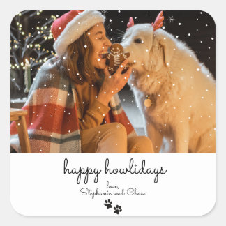 Happy Howlidays Minimaler Weihnachtssticker Quadratischer Aufkleber