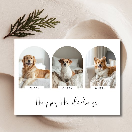 Happy Howlidays mit 3 Pet Name Foto Weihnachten
