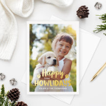 Happy Howlidays Modern Gold Puppy Dog Foto