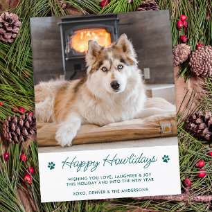 Happy Howlidays Moderne Niedliche Hunde Hund Foto  Postkarte