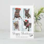 Happy Howlidays | Moderne vier FotoCollage Feiertagskarte (Stehend Vorderseite)