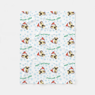 Happy Howlidays Mops Fleece Blanket