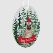 Happy Howlidays Mops Hunde Weihnachten Ornament (Vorderseite)
