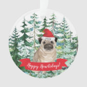 Happy Howlidays Mops Hunde Weihnachten Ornament (Vorderseite)