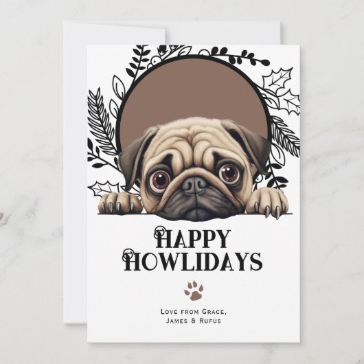 Happy Howlidays Mops Weihnachten (Vorderseite)
