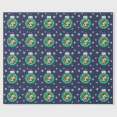 Happy Howlidays Navy Green Custom Pet Hund Foto Geschenkpapier (Flach)