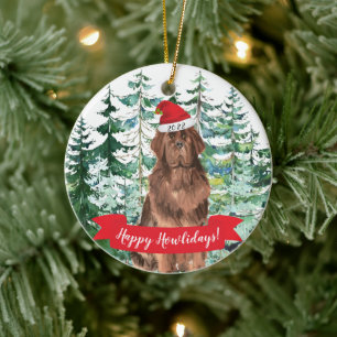 Happy Howlidays Neufundland Dog Christmas Ornament