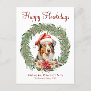 Happy Howlidays Niedlich Australian Shepherd Dog Feiertagspostkarte