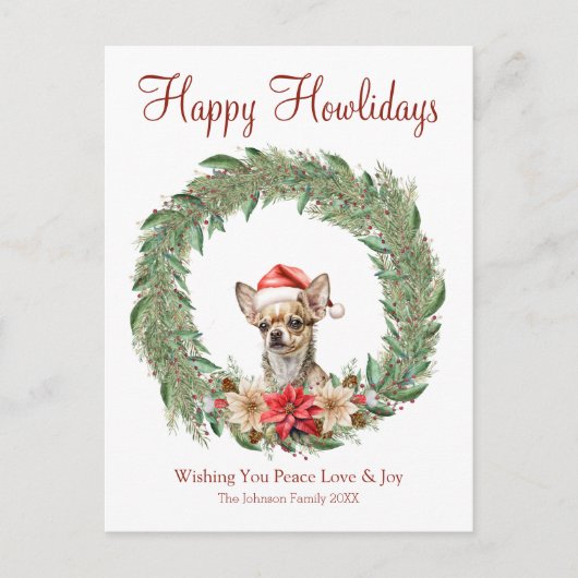 Happy Howlidays Niedlich Chihuahua Dog Feiertagspostkarte (Vorderseite)
