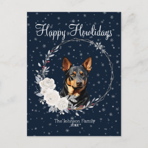 Happy Howlidays Niedlich Doberman Pinscher Dog Feiertagspostkarte