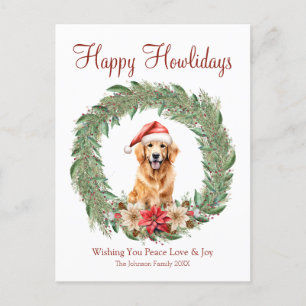 Happy Howlidays Niedlich Golden Retriever Dog Feiertagspostkarte