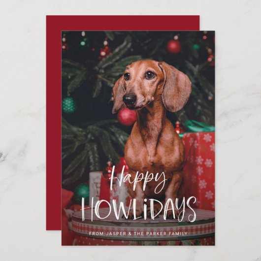 Happy Howlidays | Niedlich Hunde Weihnachten Foto (Vorne/Hinten)