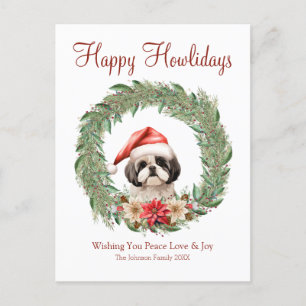 Happy Howlidays Niedlich Lhasa Apso Dog Feiertagspostkarte